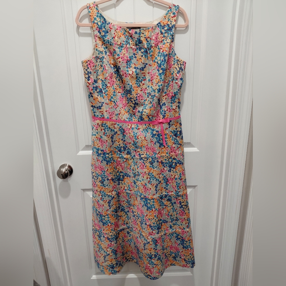 Lizz Claiborne Midi Dress Sz 14 Multi Color Flowers. #0631